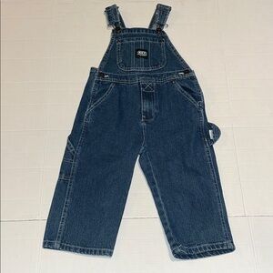 Key-2T-blue denim-carpenter bib, adjustable straps, denim overalls.